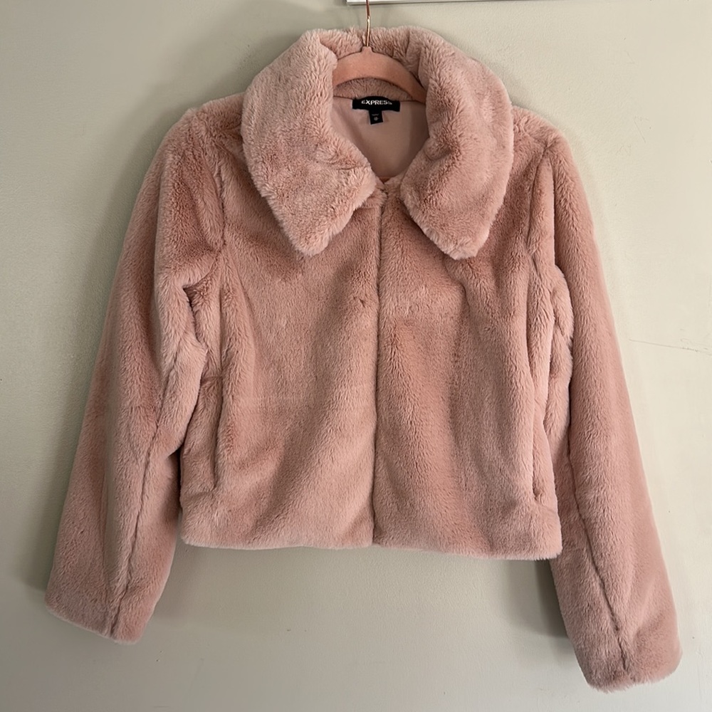 Express Faux Fur Jacket - Pink - XS